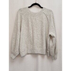 Vince Camuto Cozy Puff Sleeve Reverse Seam Light Gray Heather Sweater Size XL